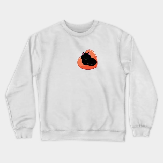 Black cat sleep on heart Crewneck Sweatshirt by AnnArtshock